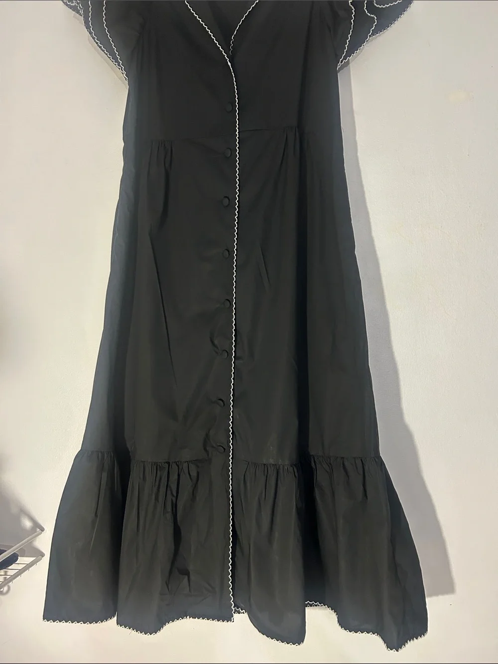 Tuckernuck Black Alice  Midi Dress with Contrast Piping size medium - Picture 7 of 9